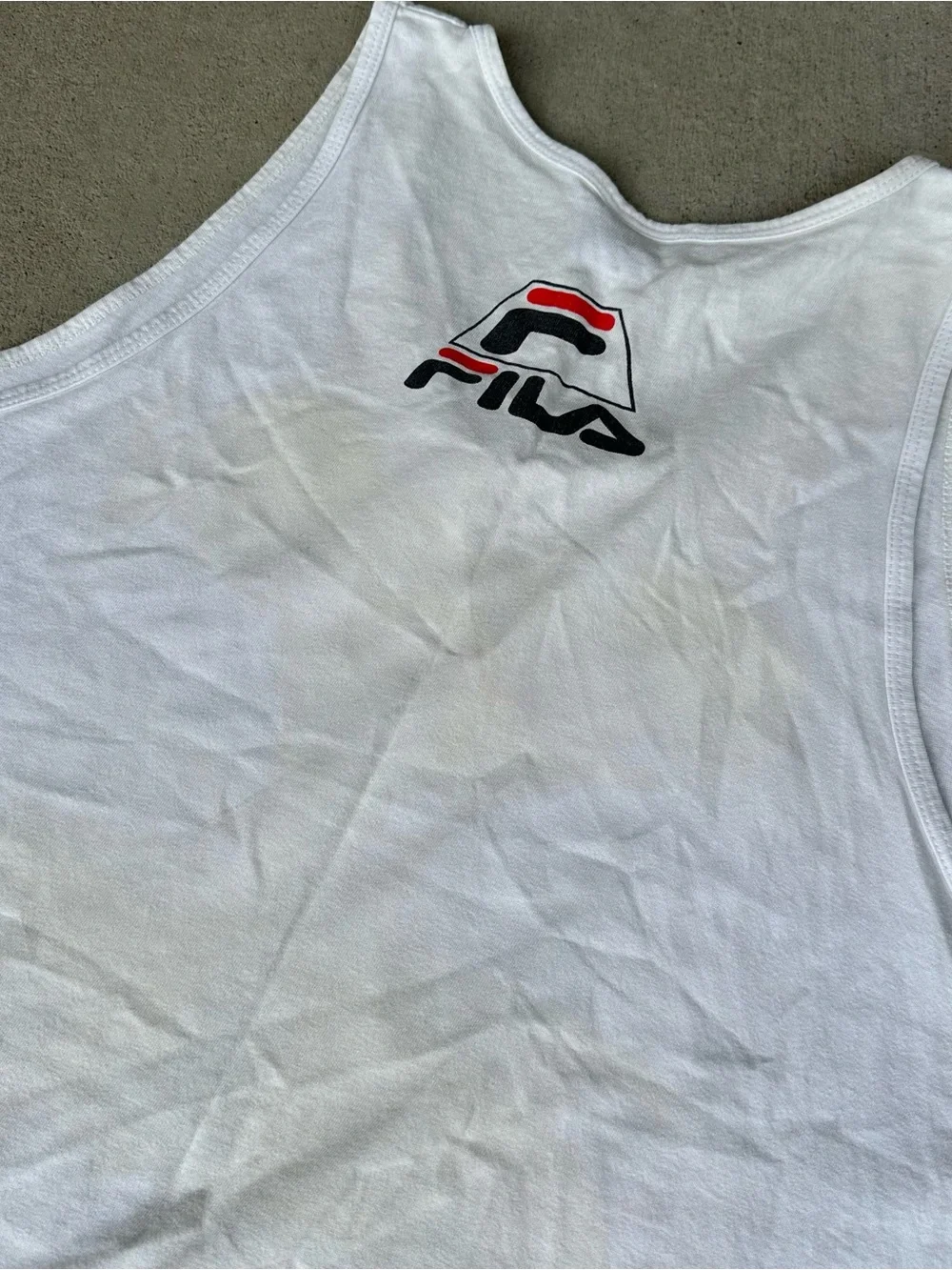 FILA Vintage 1990s Logo Single Stitch Tank Top XL